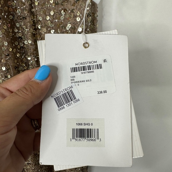 NWT MAC DUGGAL Dress 0 Evening Gown Sequin Ombre Gold Silver V Neck Slit #7968 - Picture 7 of 12